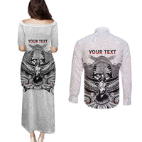 Aotearoa Personalized Couples Matching Puletasi and Long Sleeve Button Shirt Proud To Be Maori