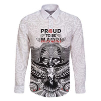 Aotearoa Personalized Family Matching Off Shoulder Short Dress and Hawaiian Shirt Proud To Be Maori LT7 Dad's Shirt - Long Sleeve White - Polynesian Pride