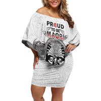 Aotearoa Personalized Family Matching Off Shoulder Short Dress and Hawaiian Shirt Proud To Be Maori LT7 Mom's Dress White - Polynesian Pride