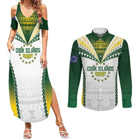 Cook Islands Rugby Custom Couples Matching Summer Maxi Dress and Long Sleeve Button Shirt Kuki's Aitu Champions LT7 Colorful - Polynesian Pride