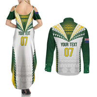 Cook Islands Rugby Custom Couples Matching Summer Maxi Dress and Long Sleeve Button Shirt Kuki's Aitu Champions LT7 - Polynesian Pride