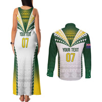 Cook Islands Rugby Custom Couples Matching Tank Maxi Dress and Long Sleeve Button Shirt Kuki's Aitu Champions - Polynesian Pride