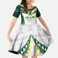 Cook Islands Rugby Custom Family Matching Puletasi and Hawaiian Shirt Kuki's Aitu Champions LT7 Daughter's Dress Colorful - Polynesian Pride
