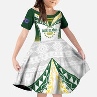 Cook Islands Rugby Custom Kid Short Sleeve Dress Kuki's Aitu Champions - Polynesian Pride