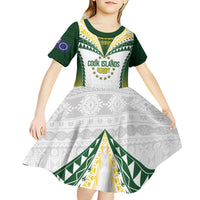 Cook Islands Rugby Custom Kid Short Sleeve Dress Kuki's Aitu Champions - Polynesian Pride