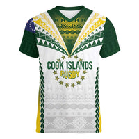 Cook Islands Rugby Custom Women V-Neck T-Shirt Kuki's Aitu Champions - Polynesian Pride