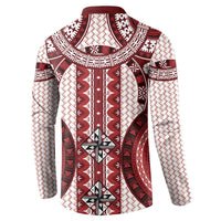 Bula Fiji Vintage Button Sweatshirt Scarlet Masi Motifs