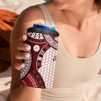 Bula Fiji Vintage 4 in 1 Can Cooler Tumbler Scarlet Masi Motifs LT7 - Polynesian Pride