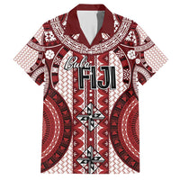 Bula Fiji Vintage Family Matching Short Sleeve Bodycon Dress and Hawaiian Shirt Scarlet Masi Motifs