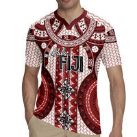 Bula Fiji Vintage Rugby Jersey Scarlet Masi Motifs LT7 - Polynesian Pride