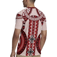 Bula Fiji Vintage Rugby Jersey Scarlet Masi Motifs LT7 - Polynesian Pride