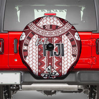 Bula Fiji Vintage Spare Tire Cover Scarlet Masi Motifs