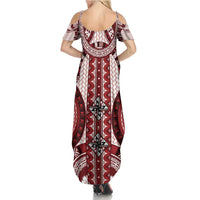 Bula Fiji Vintage Summer Maxi Dress Scarlet Masi Motifs