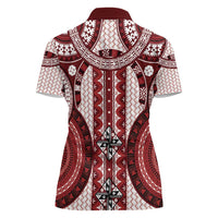 Bula Fiji Vintage Women Polo Shirt Scarlet Masi Motifs