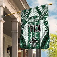 Bula Fiji Vintage Garden Flag Phthalo Green Masi Motifs