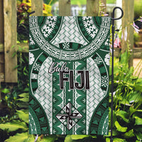 Bula Fiji Vintage Garden Flag Phthalo Green Masi Motifs