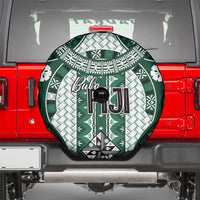 Bula Fiji Vintage Spare Tire Cover Phthalo Green Masi Motifs