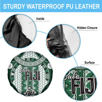 Bula Fiji Vintage Spare Tire Cover Phthalo Green Masi Motifs