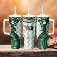 Bula Fiji Vintage Tumbler With Handle Phthalo Green Masi Motifs