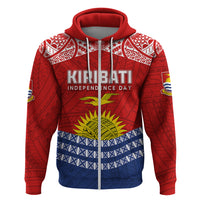 Custom Kiribati Independence Day Hoodie Flag Style 44th Anniversary LT7 Zip Hoodie Red - Polynesian Pride