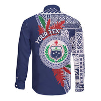 Samoa Rugby Personalized Long Sleeve Button Shirt Toa Samoa Myriad Siapo