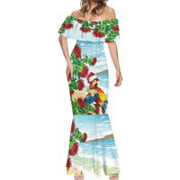 Have A Very Beach Christmas Mermaid Dress Parrot By Lehua Flower - Polynesian Pride