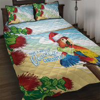 Have A Very Beach Christmas Quilt Bed Set Parrot By Lehua Flower - Polynesian Pride