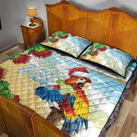 Have A Very Beach Christmas Quilt Bed Set Parrot By Lehua Flower - Polynesian Pride