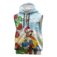 Have A Very Beach Christmas Sleeveless Zip Hoodie Parrot By Lehua Flower - Polynesian Pride
