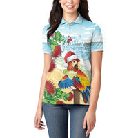 Have A Very Beach Christmas Women Polo Shirt Parrot By Lehua Flower - Polynesian Pride