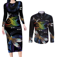 Personalised Polynesian Memorial Couples Matching Long Sleeve Bodycon Dress and Long Sleeve Button Shirt Your Wings Were Ready But My Heart Was Not