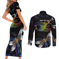 Personalised Polynesian Memorial Couples Matching Short Sleeve Bodycon Dress and Long Sleeve Button Shirt Your Wings Were Ready But My Heart Was Not