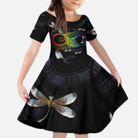 Personalised Polynesian Memorial Kid Short Sleeve Dress Your Wings Were Ready But My Heart Was Not LT7 KID Black - Polynesian Pride