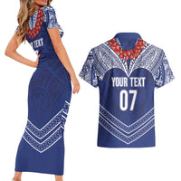 Toa Samoa Rugby Custom Couples Matching Short Sleeve Bodycon Dress and Hawaiian Shirt Ulafala Mix Nifo'oti - Polynesian Pride