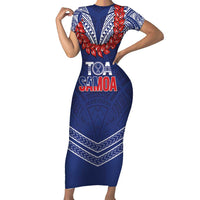 Toa Samoa Rugby Custom Family Matching Short Sleeve Bodycon Dress and Hawaiian Shirt Ulafala Mix Nifo'oti - Polynesian Pride
