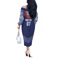 Toa Samoa Rugby Custom Off The Shoulder Long Sleeve Dress Ulafala Mix Nifo'oti - Polynesian Pride