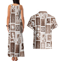 Hawaii Christmas Retro Patchwork Couples Matching Tank Maxi Dress and Hawaiian Shirt Brown LT7 - Polynesian Pride