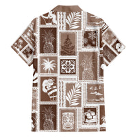 Hawaii Christmas Retro Patchwork Family Matching Long Sleeve Bodycon Dress and Hawaiian Shirt Brown LT7 - Polynesian Pride