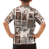 Hawaii Christmas Retro Patchwork Family Matching Off Shoulder Maxi Dress and Hawaiian Shirt Brown LT7 - Polynesian Pride