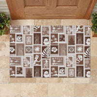 Hawaii Christmas Retro Patchwork Rubber Doormat Brown LT7 - Polynesian Pride
