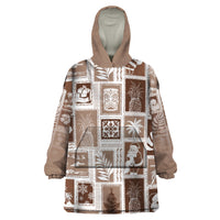 Hawaii Christmas Retro Patchwork Wearable Blanket Hoodie Brown LT7 One Size Brown - Polynesian Pride