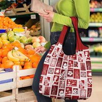 Hawaii Christmas Retro Patchwork Grocery Bag Red LT7 - Polynesian Pride