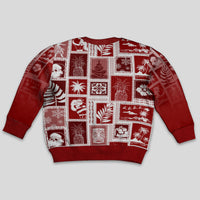 Hawaii Christmas Kid Ugly Christmas Sweater Retro Patchwork - Red LT7 - Polynesian Pride