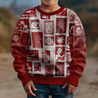 Hawaii Christmas Kid Ugly Christmas Sweater Retro Patchwork - Red LT7 - Polynesian Pride