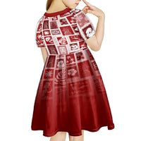 Hawaii Christmas Retro Patchwork Kid Short Sleeve Dress Red LT7 - Polynesian Pride