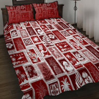 Hawaii Christmas Retro Patchwork Quilt Bed Set Red LT7 - Polynesian Pride