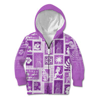 Hawaii Christmas Retro Patchwork Kid Hoodie Violet LT7 - Polynesian Pride