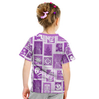 Hawaii Christmas Retro Patchwork Kid T Shirt Violet LT7 - Polynesian Pride