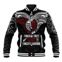 Maori Hongi Toitu Te Tiriti Baseball Jacket Tangata Tiriti Stand With Tangata Whenua LT7 Unisex Black - Polynesian Pride