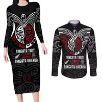 Maori Hongi Toitu Te Tiriti Couples Matching Long Sleeve Bodycon Dress and Long Sleeve Button Shirt Tangata Tiriti Stand With Tangata Whenua